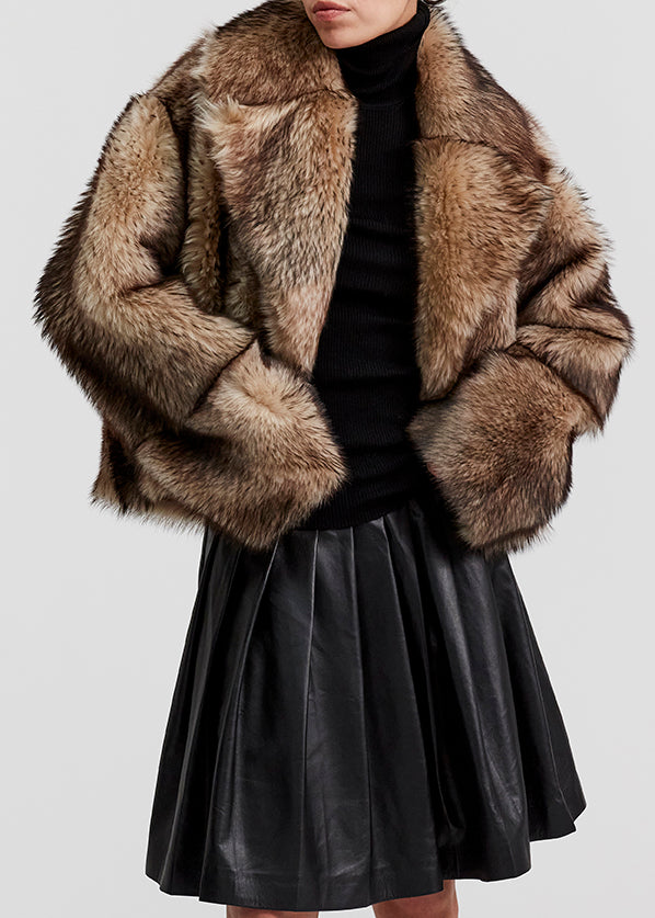 14423 NICO UTZON aw24 lamb leather nappa dragon skirt styled with jalo jacket model shown from the front