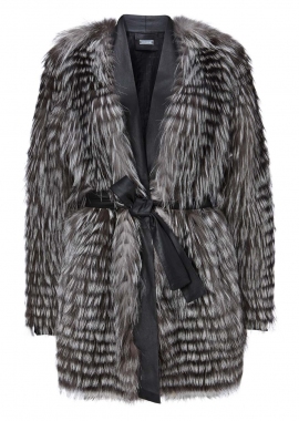 7083 Jacket, silver fox on samantha black leather
