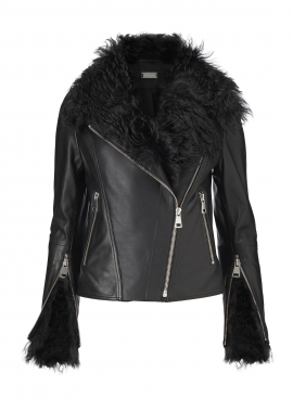 52181 Biker jacket black, w. silver zippers